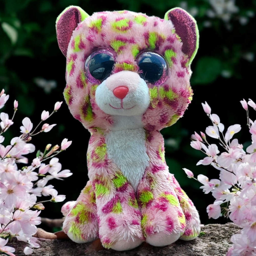 2021 Ty Beanie Boos LAINEY Leopard 6" Plush Stuffed Animal Toy Glitter Eyes Pink